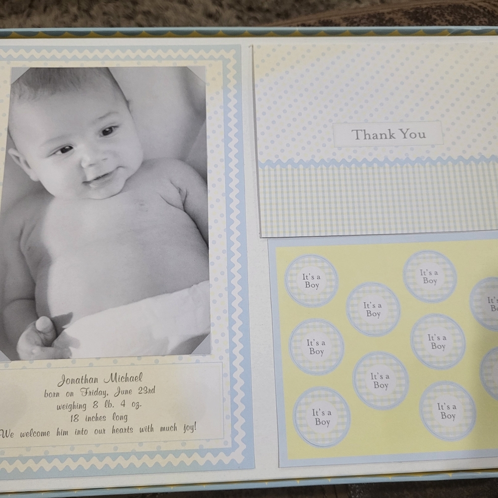 NEW 50 Count Create Your Own Baby Boy Birth Announcements Kit Blue Print